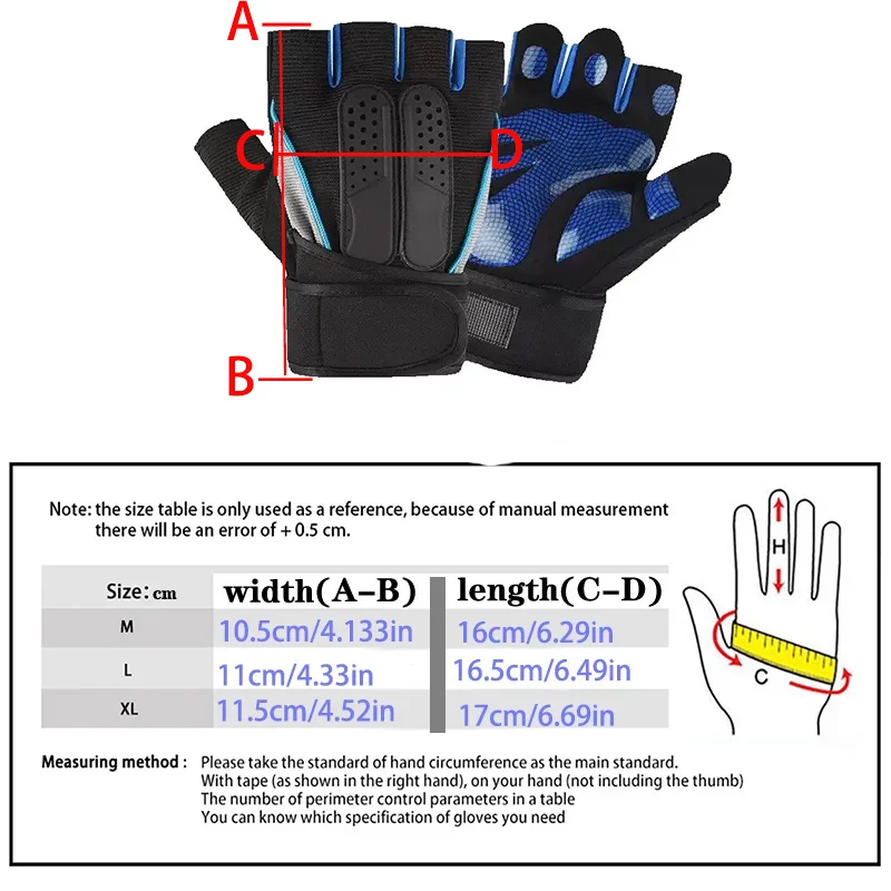 Guantes gimnasio medio dedo con protector de muñeca antideslizante - imagen 5