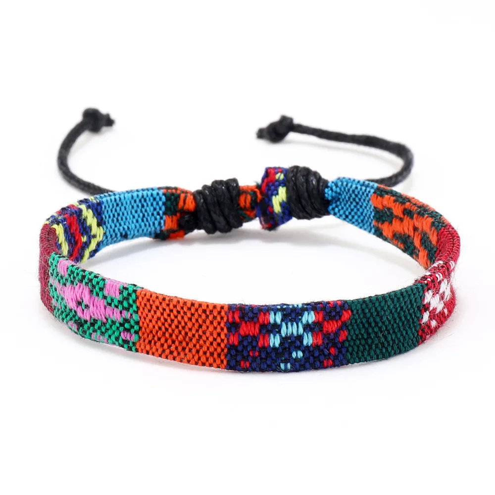 12-teiliges Set bunter Nepal-Armbänder für Damen, ethnische Stoffarmbänder, geflochtene Seilarmbänder, Herrenarmbänder, Boho-Sommer-Schmuckaccessoires – Detail 12
