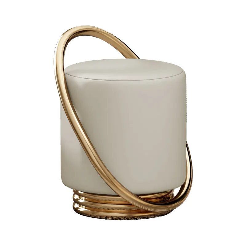 

Легкий роскошный металлический пуфик со спинкой, современный, простой, для спальни и гостиной, многофункциональный, не складной, для домашнего использования