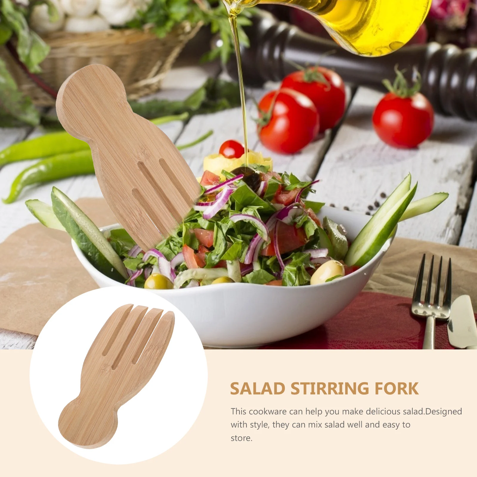 Bamboo Salad Hands Bamboo Salad Server Wooden Kitchen Helper With Smooth Surface by Hand Grinding Salad Claws for Serving Salad