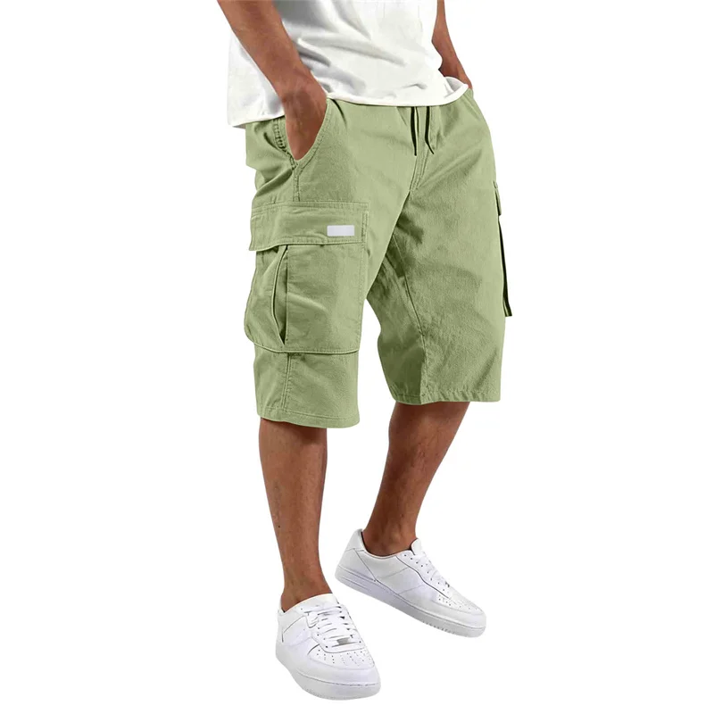 

2026 NEW men loose straight pants Casual multi-pocket Shorts Summer Five-Inch Men's drawstring Sports cargo short