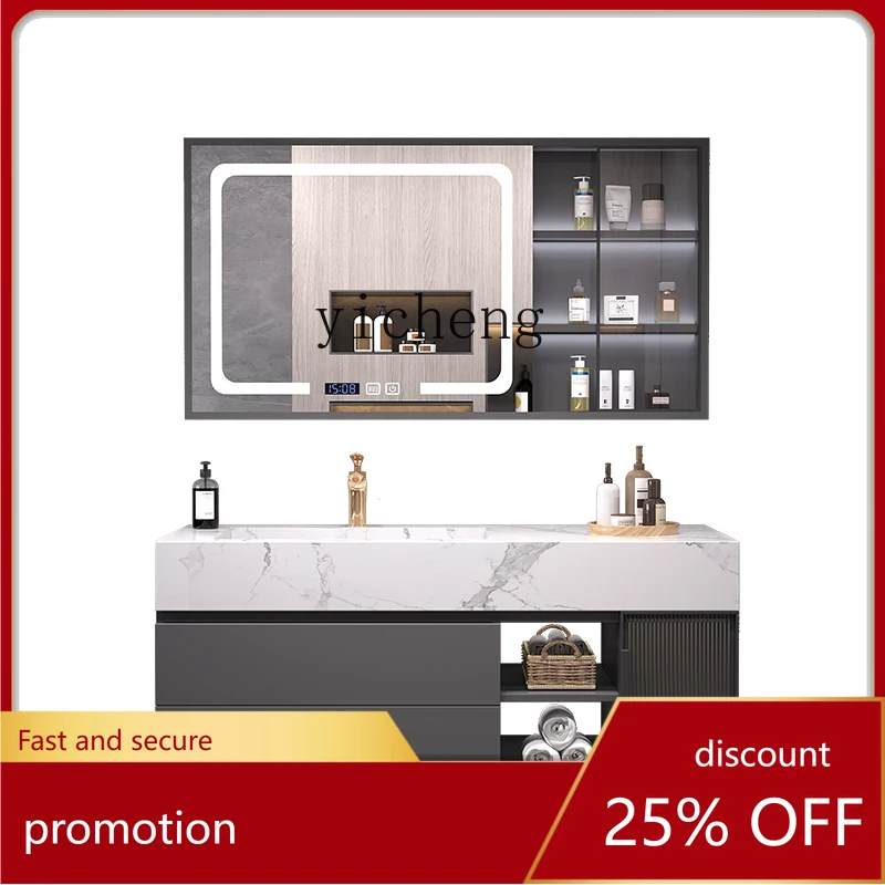 

CZ Stone Plate Solid Wood Bathroom Cabinet Combination Bathroom Wash Basin Cabinet Washstand Washbasin Modern Custom Bathroom