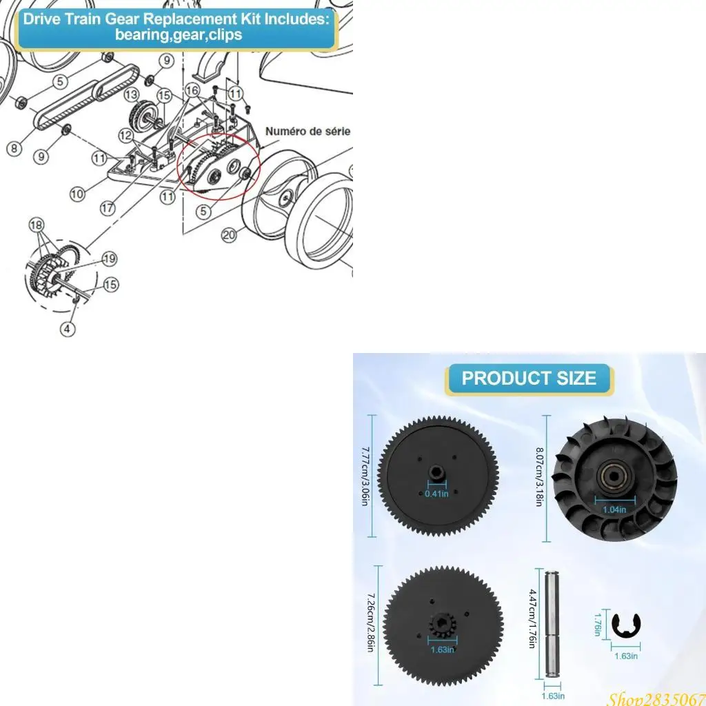 

Pool Cleaner Repair Rebuild Replacement Compatibles for 360 and 380 Models Drive Train Gear and Turbines Bearing 831F
