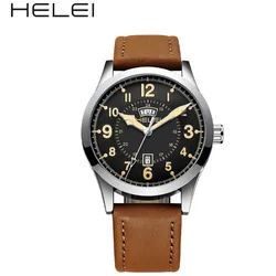 Genuine Leather Watches Men Calendar Date Waterproof Classic Style Male Quartz Watches Business Casual Luminous Timepiece Timex