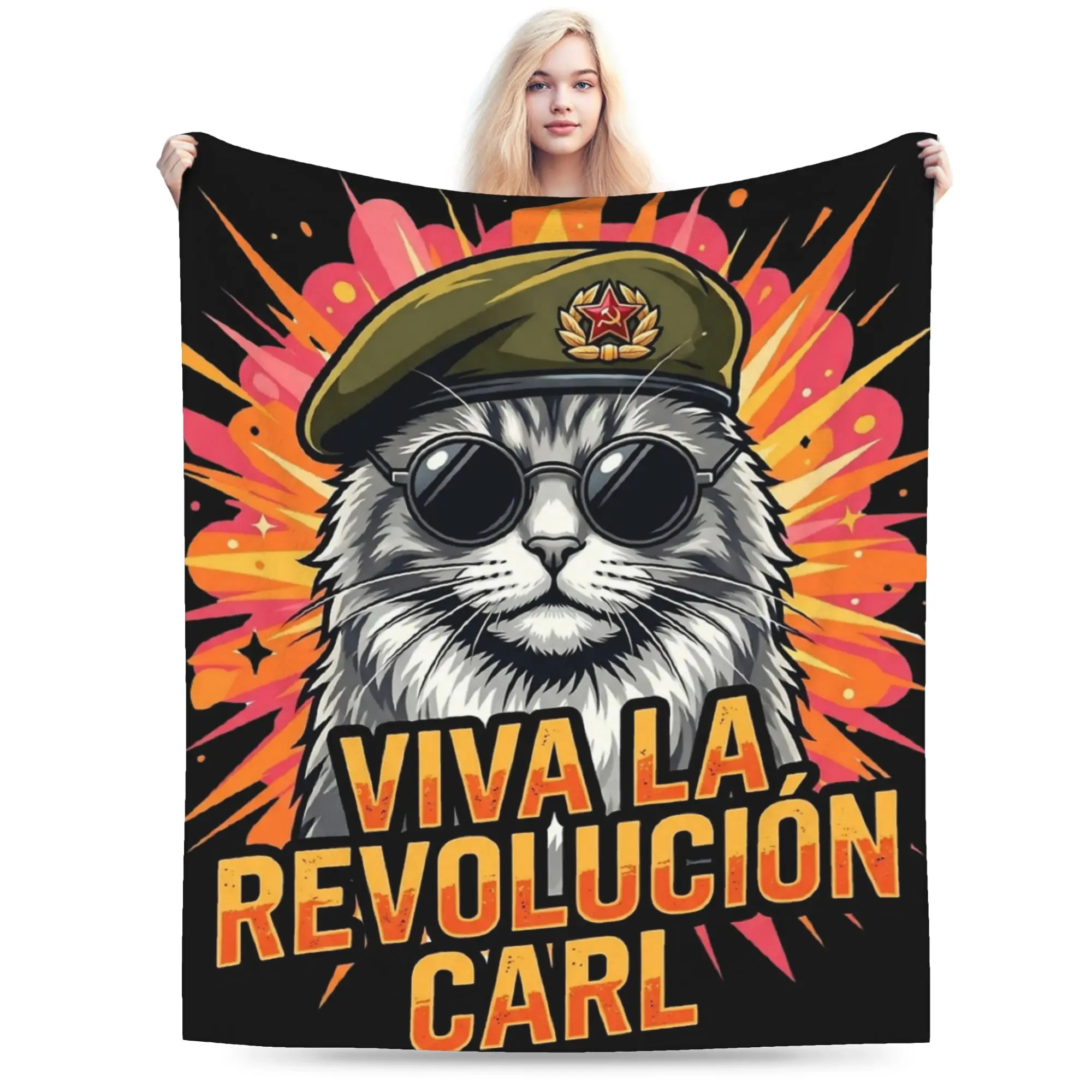 Viva La Revolution Carl Cat Lover Blanket Multiple Sizes Super Soft Cozy  Throw Blankets for Couch Sofa and Bed