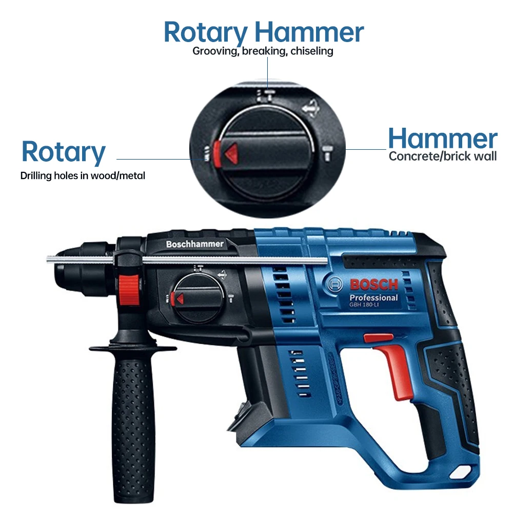 Bosch Brushless Rotary Hammer GBH180-LI Professional Cordless Electric Hammer 18V Multifunctional Impact Electric Power Tools