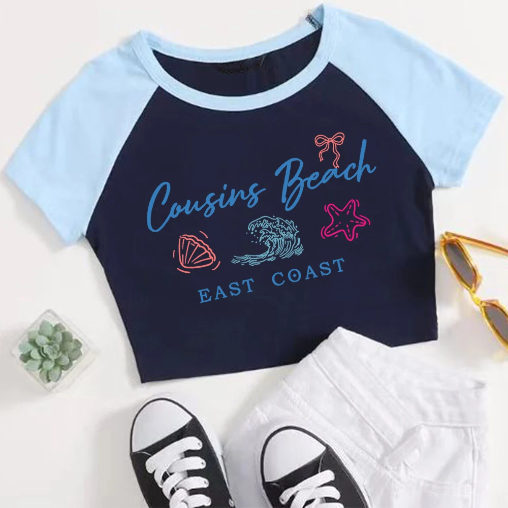 الصيف تحولت فريق جميل كونراد البطن إرميا المحاصيل الأعلى قميص مثير الفتيات قصيرة الأكمام قميص مروحة هدية #2