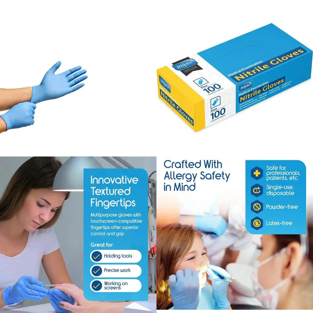 

Светло-голубые нитриловые смотровые перчатки - высококачественные эластичные одноразовые перчатки для медицинского и скорой помощи использования