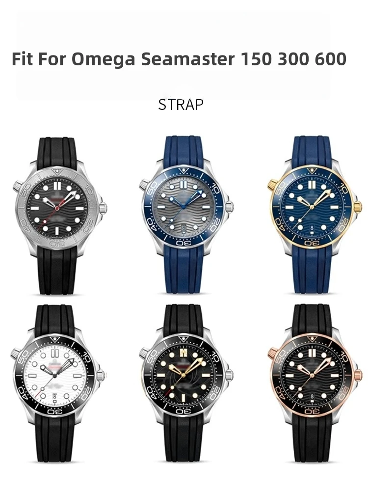 20 مللي متر 22 مللي متر ل أوميغا ساماستر حزام ساعة اليد التصميم الأصلي FKM ساعة مطاطية الفرقة FDA المعتمدة أوميغا 150 300 600 حزام مقاوم للماء