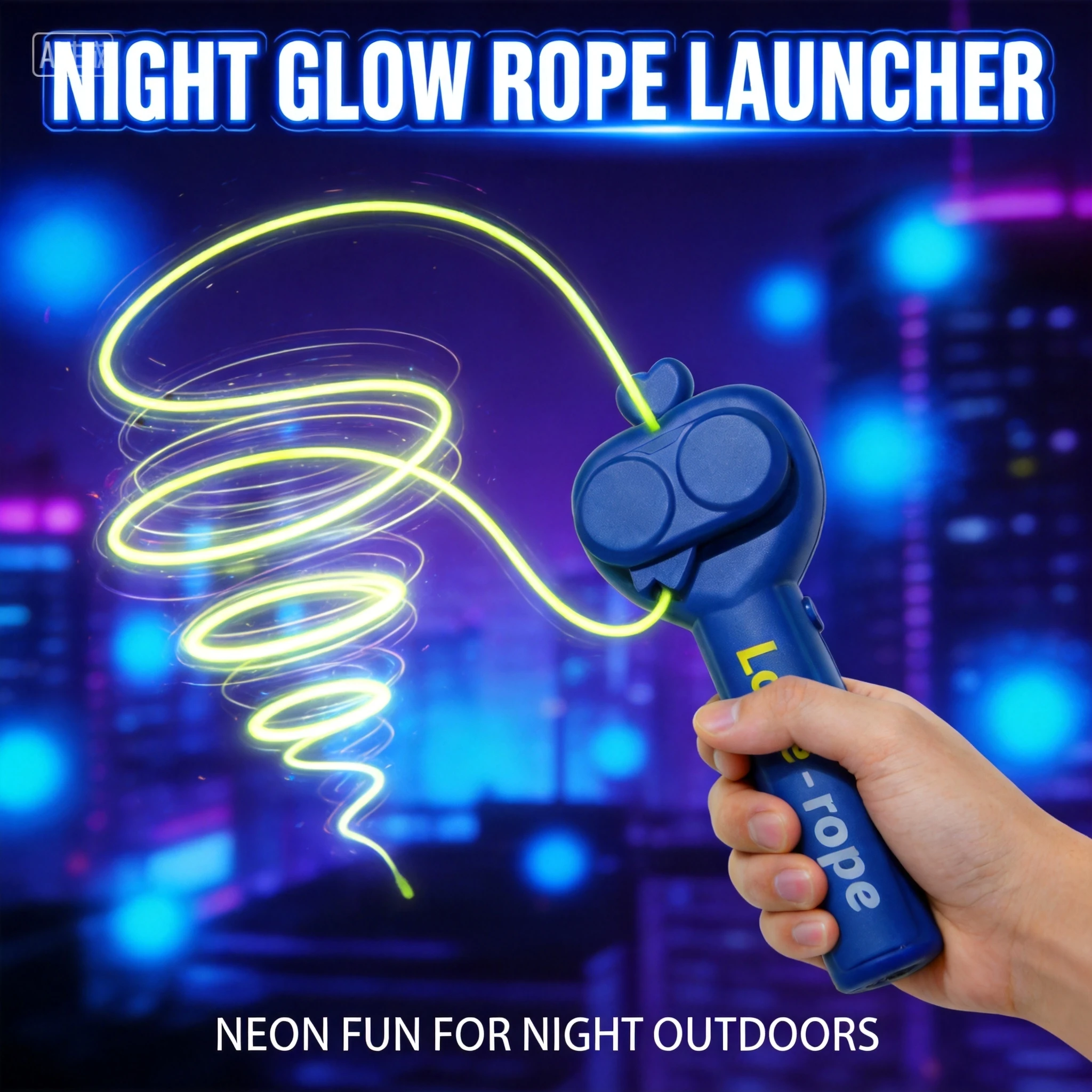 Glowing Rope Launcher Toy, a flying rope loop in the air, brings endless tricks and fun, suitable for outdoor festival party int