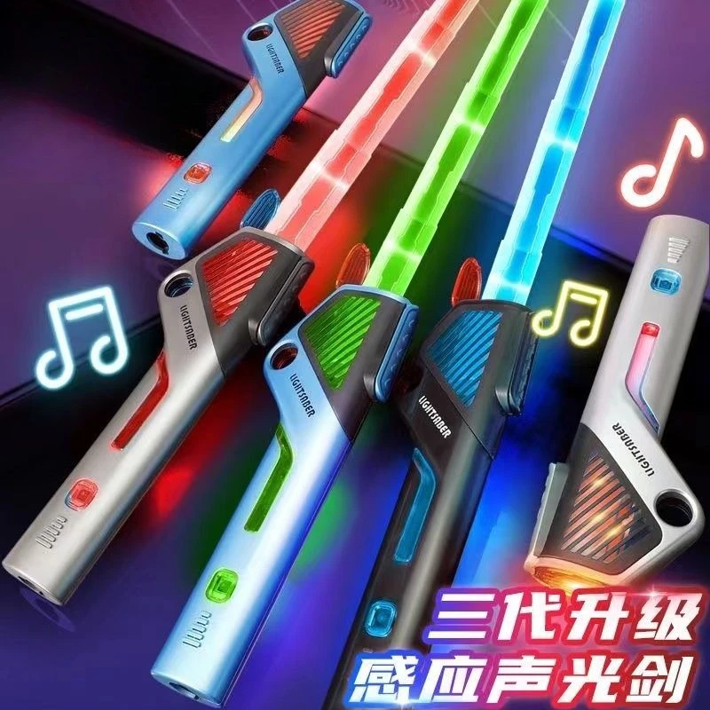 Épée lumineuse colorée pour enfants, jouets télescopiques, musique Laser, jouet de décompression rotatif 2 en 1, jouets légers pour enfants et adultes