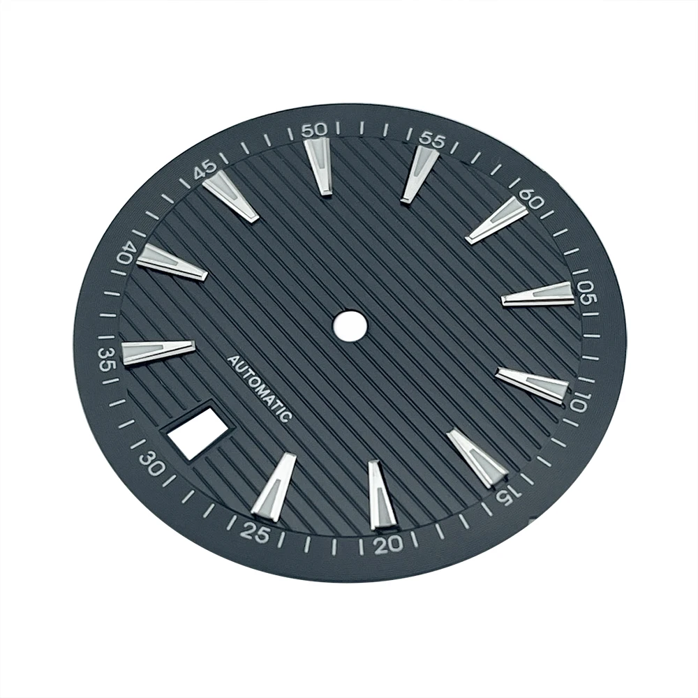 31mm Sterile Watch Dial Wristwatch Parts for NH35A Mov't Sailboat Splint Texture Aqua AT Style Black BGW9 LUME