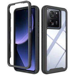 2 in 1 Rugged Armor Shockproof Phone Case For Xiaomi 13T Pro Redmi K60 Ultra TPU Bumper Hard Plastic Transparent Back Cover