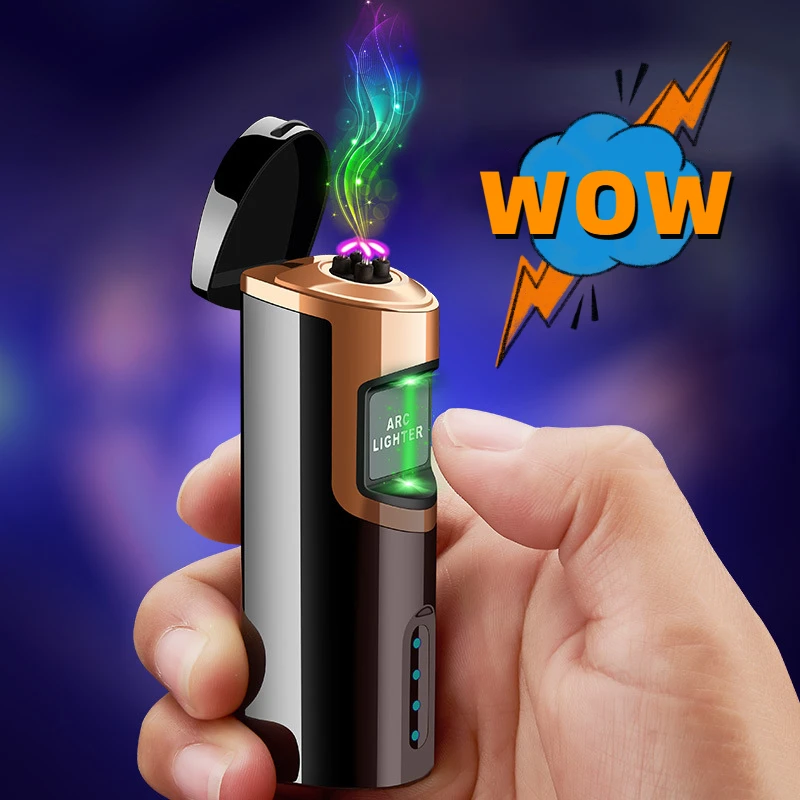 New USB Rechargeable Plasma Lighter Laser Induction Dual Arc Cigarette Lighter Metal Windproof Lighter Gadget Gift for Men