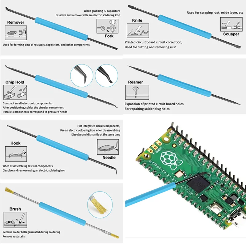 6PCS PCB Cleaning Repair Tool Set Desoldering Aid Tools for Circuit Boards