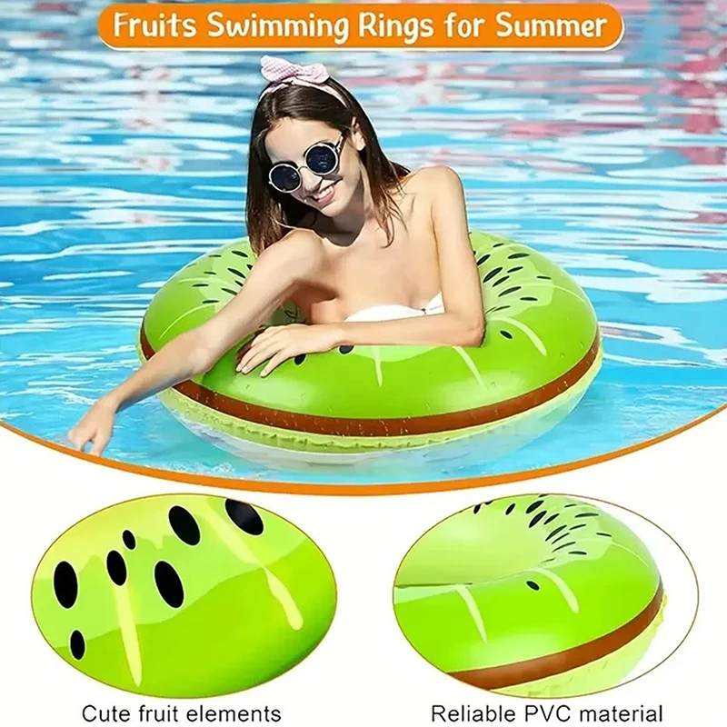 

90 Size Inflatable Swimming Ring - Fruit Patterned Swimming Inner Ring With Anti Leakage Valve PVC Material For Kids & Adults