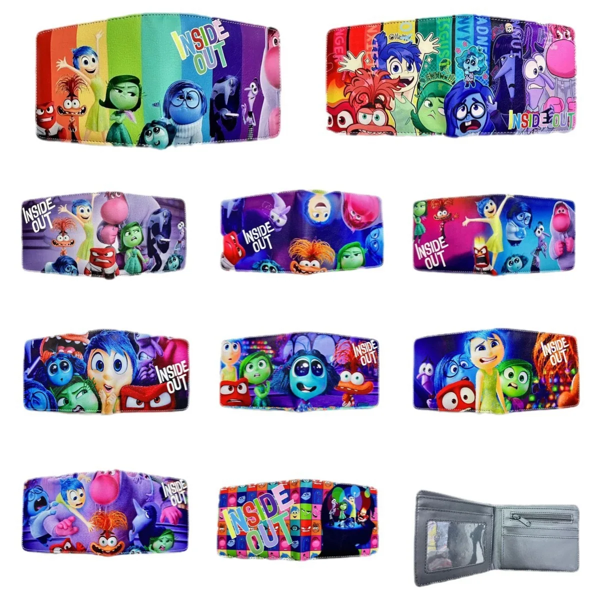 New style anime Inside Out peripheral folding cartoon pattern boys and girls coin purse portable storage birthday gift