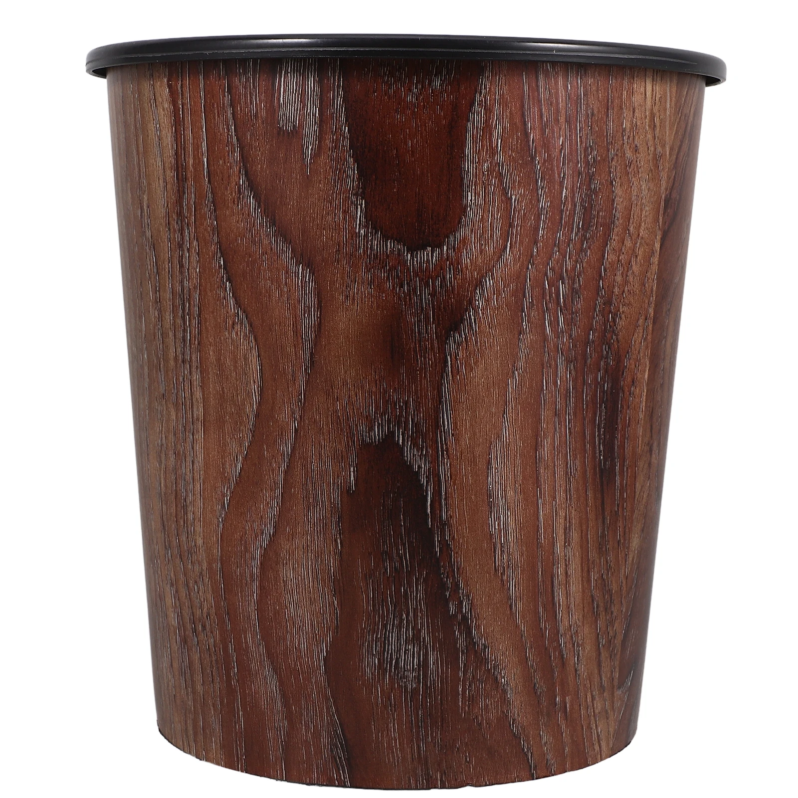 

Stylish Wood Grain Look Trash Bin High Capacity No Press Ring Design for Home Dorm Kitchen Bathroom Wastebasket