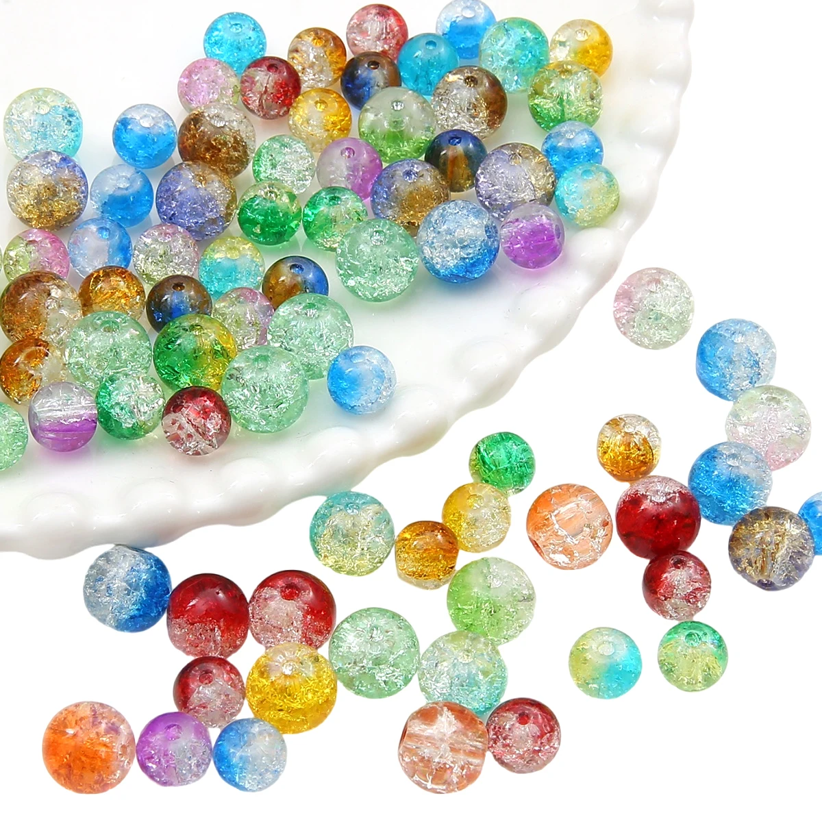 

8/10mm Pore Diameter 1.5mm Glass Round Beads For Artware Decoration Necklace Bracelet DIY Jewelry Making Accessories 10/20/30pcs