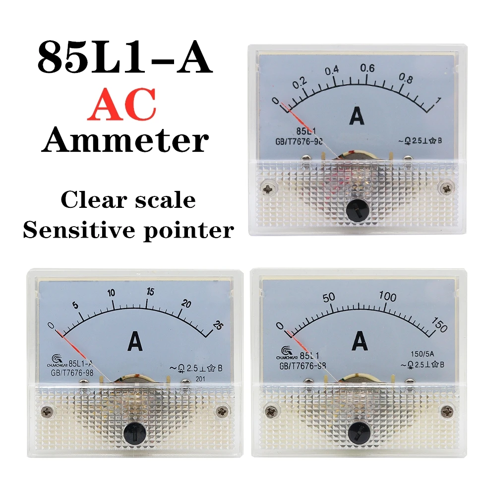 85L1-A AC Panel Meter 10A 15A 20A 30A 50A 75A 100A 250A 500A 750A 1KA Analog Panel Ammeter Dial Current Gauge 85L1 meters