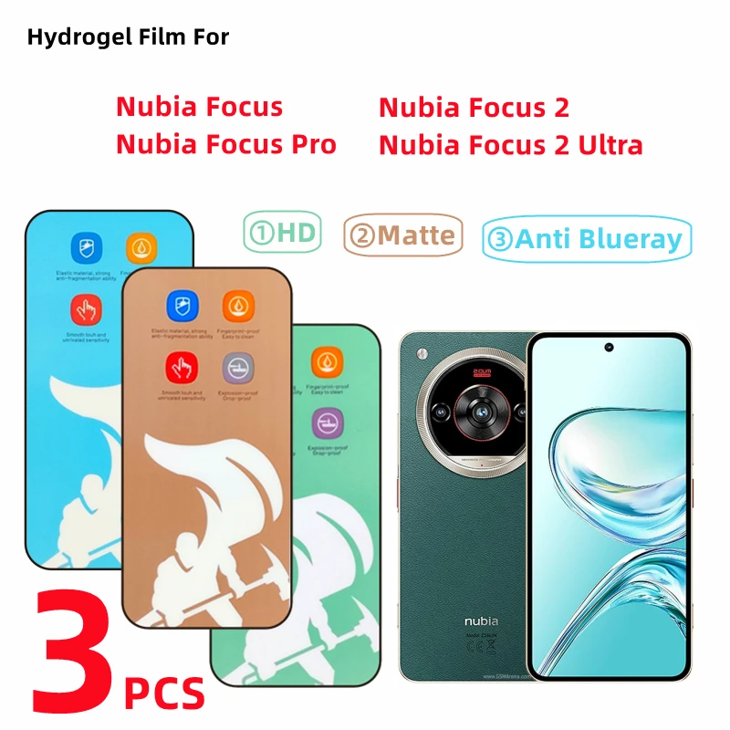 Película de hidrogel antirrayos azules para ZTE Nubia Focus 2, Protector de pantalla Ultra mate para Nubia Focus Pro HD, 3 uds.