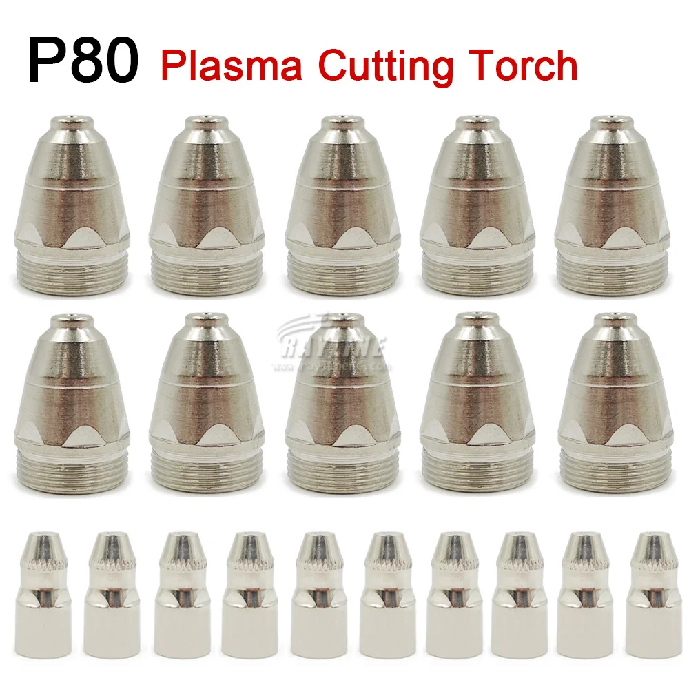 10pcs CUT80 LG80 80A Inverter Plasma Cutter P80 Shield Porcelain Cup Electrode Tip Cutting Machine Gun Consumable Accessories