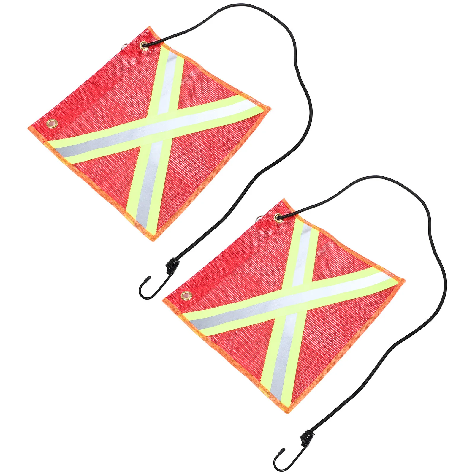 Reflective Safety Warning Flags 2 Pack High Visibility PVC Mesh for Trailer Truck Towing Construction 30cm