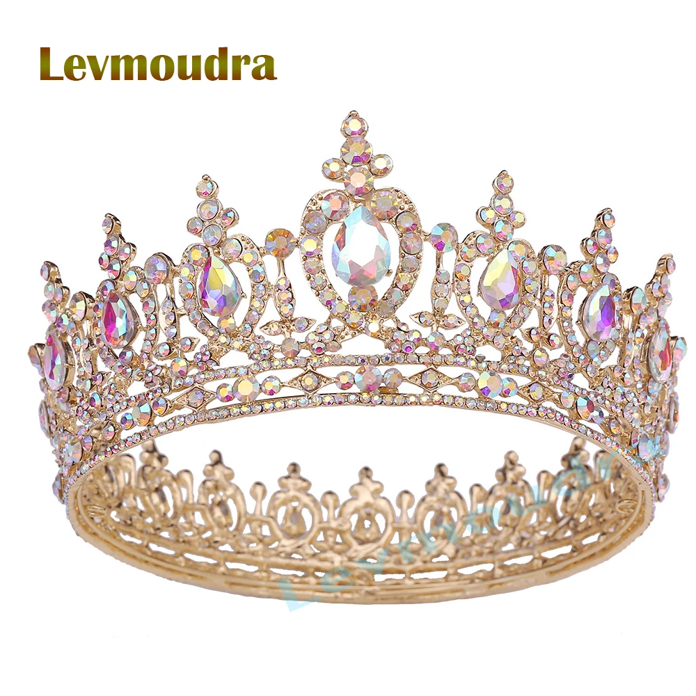 

Женская корона-тиара Levmoudra с кристаллами для невесты, свадебные аксессуары для волос, для дня рождения, выпускного вечера, конкурса красоты, вечеринки