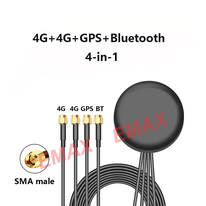 Antena 4g gps wifi bt 4 em 1, antena combinada 4g gps wifi bluetooth pasta externa 1.5m sma hakra 4g antena gps de banda completa