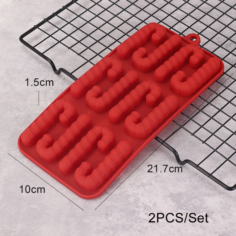 Chocolate Mold Christmas Silicone Mold Kitchen Cane Christmas Crutch Baking Pan Baking Mold For Candy Cake Cookie Making Newest