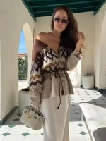 Women Knitted Midi Skirts Two Piece Sets 2025 New Fashion Jacquard Belt Knit Cardigan Women's Suits Autumn Winter Woman Outfits - Image 3