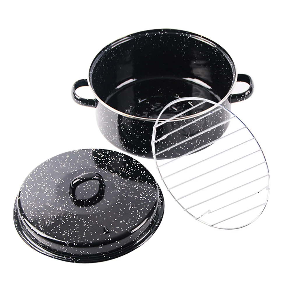 

Enameled Roasting Pan Large Capacity Multi-Function Roasting Pot For Sweet Potato Turkey Baking Household Cooking Kitchen