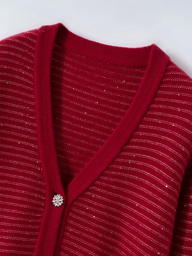 Women's  Pure Cashmere Cardigan Sweater Autumn Winter Thick Warm V-Neck  Soild  Comfort  Daily  Knit  Basic Single Breast Jacket