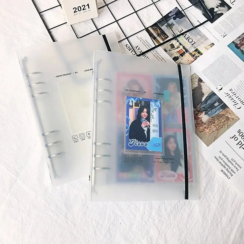 A5 Kpop Photocard Binder Cover 6-Ring Binder Sleeves Photocard Holder Book Refillable Loose Leaf Double-Sided Idol Photo Album