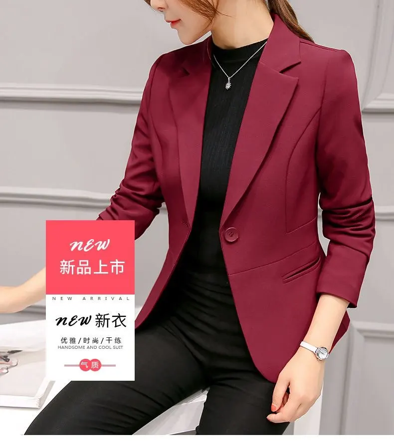 

2026 Blazers for Women Notched Blazers for Women Single Button Slim Chic Suits Office Ladies Long Sleeve Elegant Casual Blazer