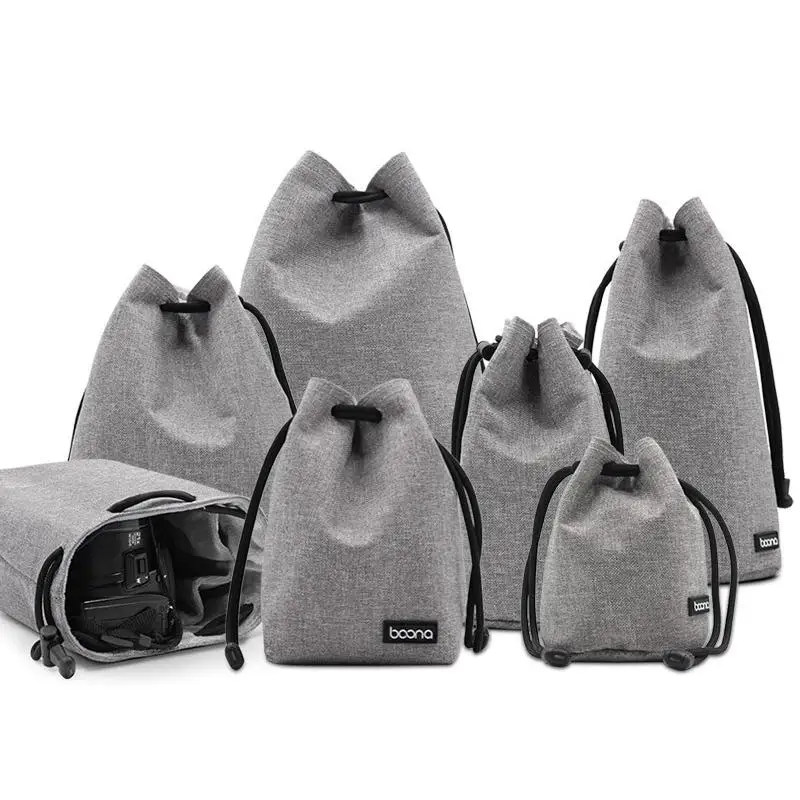 Digital SLR Camera Bags Lens Photography Bag Waterproof Camera Storage Bag Drawstring Stitching