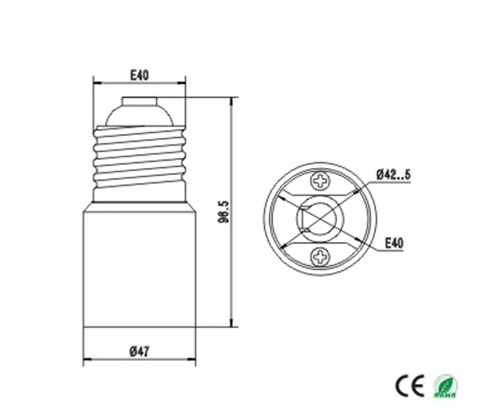 Imagem -04 - Adaptador do Prolongamento do Soquete da Luz do Halogênio Suporte da Base da Lâmpada Conversor Escondido Led Cfl E39 E40 a E40 L93 mm L151 mm Peças