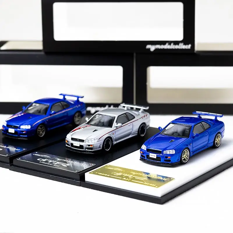 

Diecast MC 1:64 Scale SKYLINE R34 V-SPEC Alloy Car Model Collectible Toy Gift Souvenir Display Ornament