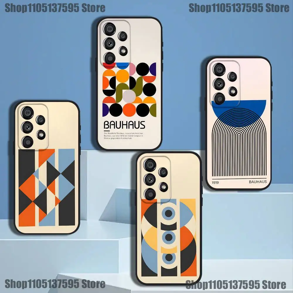 

Geometric Bauhaus Art Phone Case For Samsung Galaxy A91,80,73,72,71,53,52,51,22,5G Shockproof Soft Black Cover
