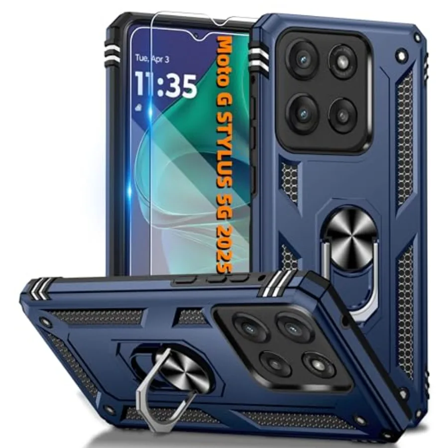 

for M G tylu G 202 Cae with 2PC HD creen tec, Heavy Duty hockof Magnetic tand [Military Ge] tective Cae for M G tylu 202, Blue