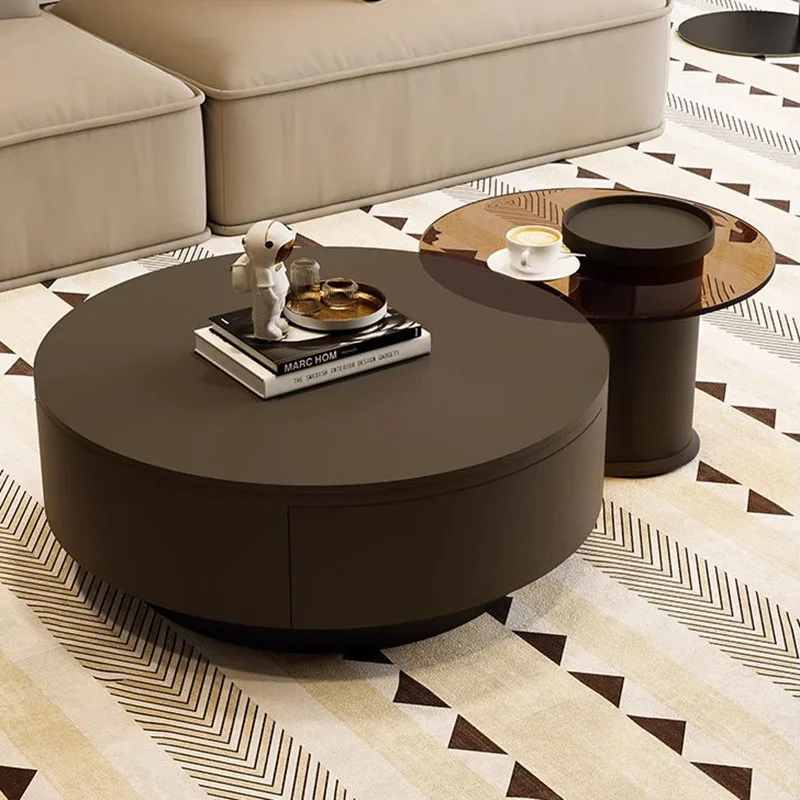 

Minimalist Low Coffee Tables Storage Round Drawers Modern Nordic Coffee Table Living Room Design Mesa Auxiliar Furniture