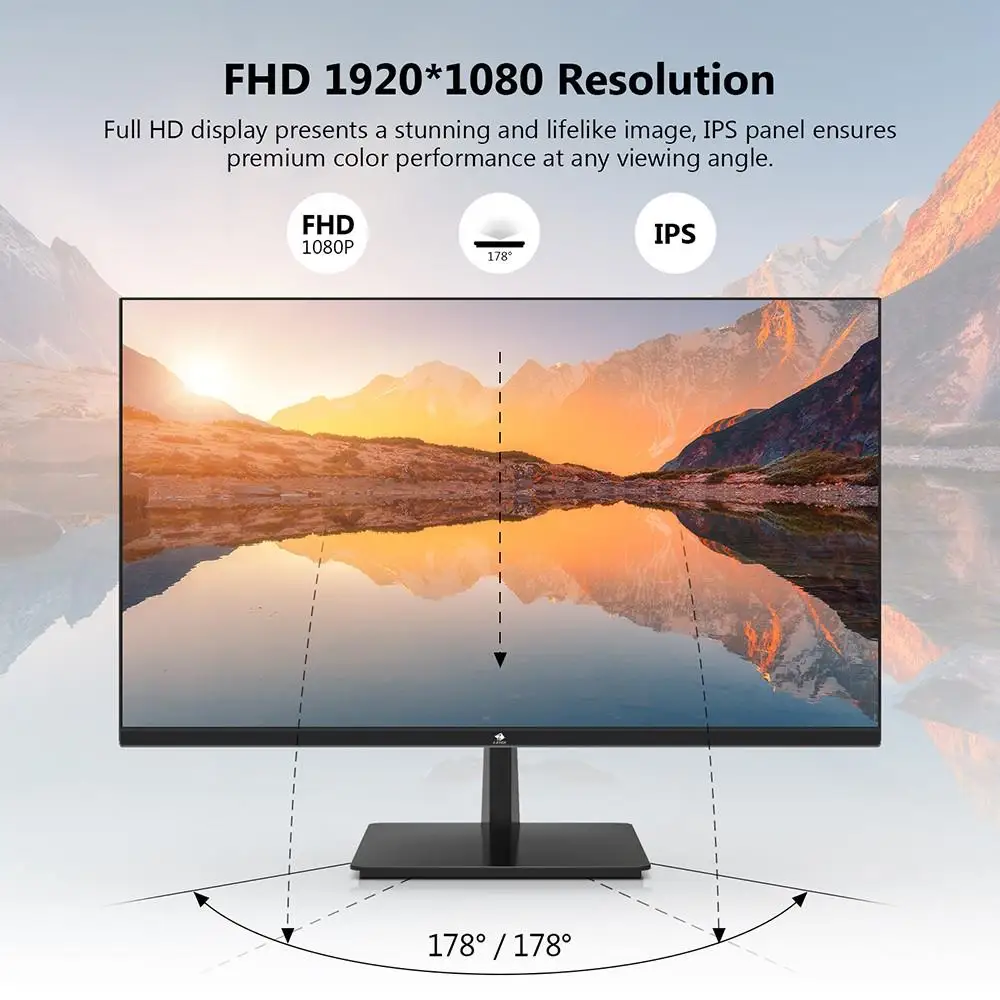 Z-Edge U24I Monitor 24 inch Full HD 1080 Display, 1920*1080 LED Monitor 178 Degree Wide Angel View Eye-Care Tech