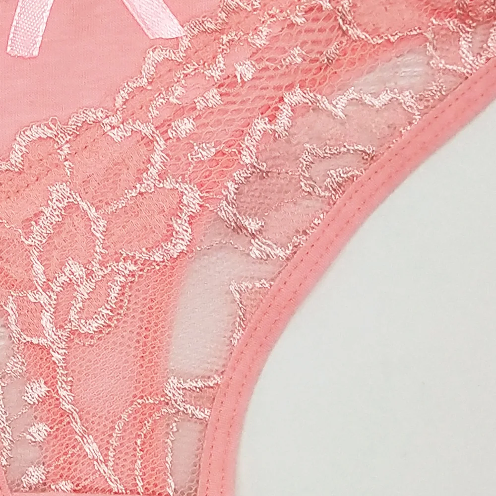Cute Cat Print Thongs Women Sexy Lace G-String Cotton Bikini Panties Lace Underpants Briefs Set Underwear Lingerie 5 Pcs/lot