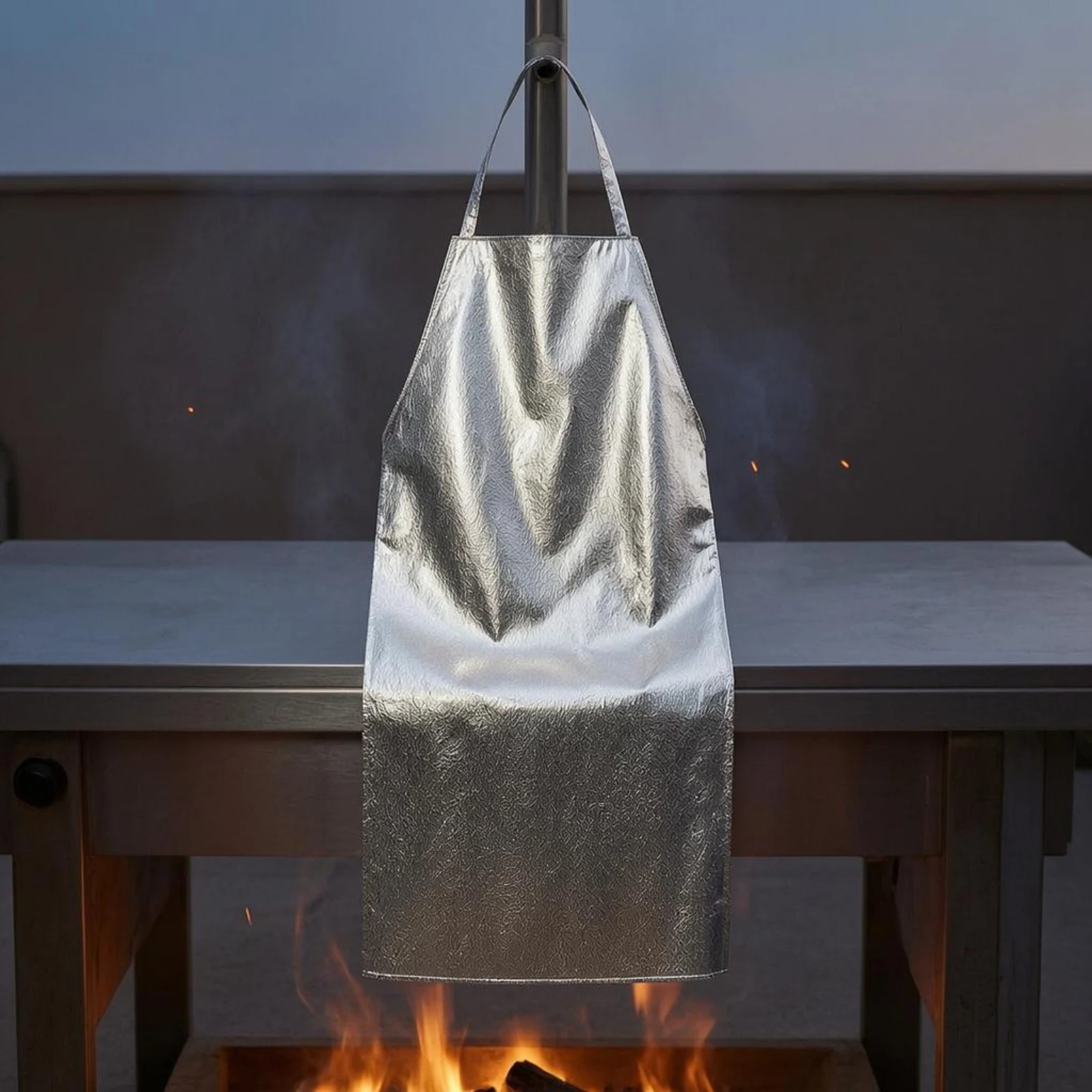 Heat-Resistant Apron Shiny Finish Fireproof Apron Safety Gear Heavy Duty Easy to Clean