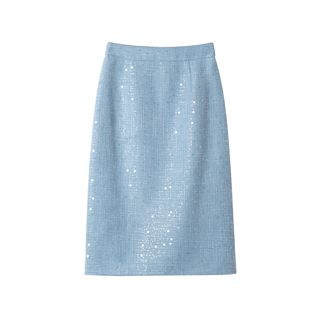 

New fashionable high-end Glacier Blue Light Luxury Heavy Industry Sequin Elegant Little Flavor Style Slim Skirt