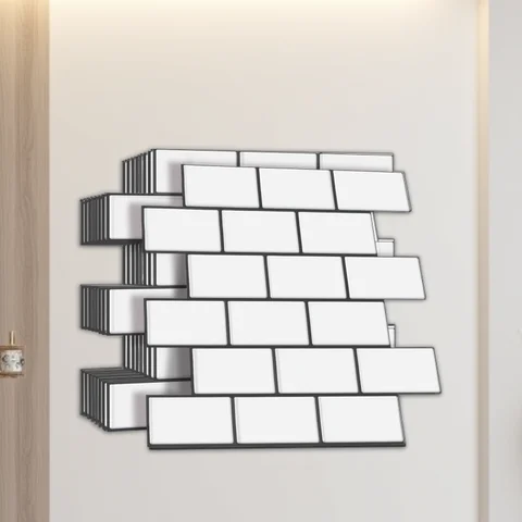 Subway Wall Stickers Peel and Stick 3d Brick Vinyl Wallpaper Bathroom Kitchen Backsplash Wall Decals 10 Sheets