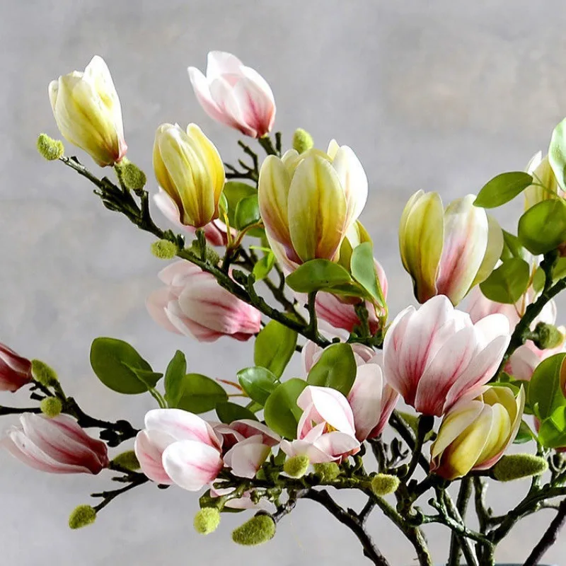 68CM 3D Artificial Magnolia Home Living Room Dining Table Decoration Floral Art Chinese Silk Flower Ornaments