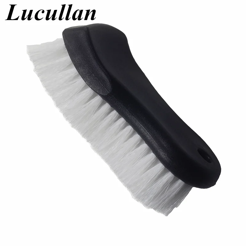 Lucullan White Stiff Hair Car Detailing Brushes For Car Frame Upholstery Carpet Tires Dirt Remove Cleaning Tools