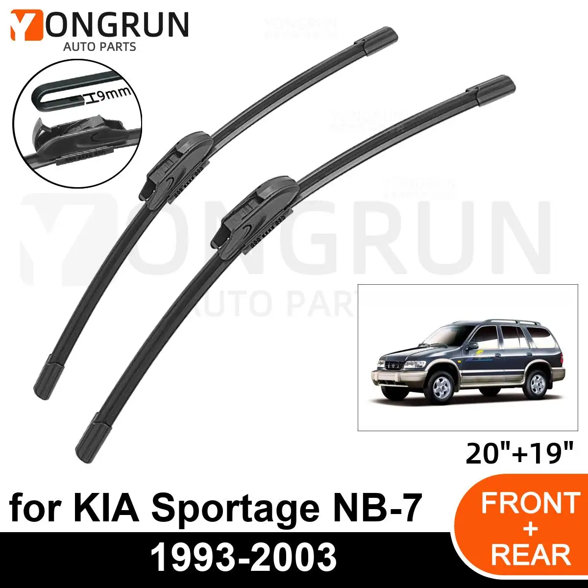 

Car Front Windshield Wipers For KIA Sportage NB-7 1993-2003 Wiper Blade Rubber 20"+19" Car Windshield Windscreen Accessories