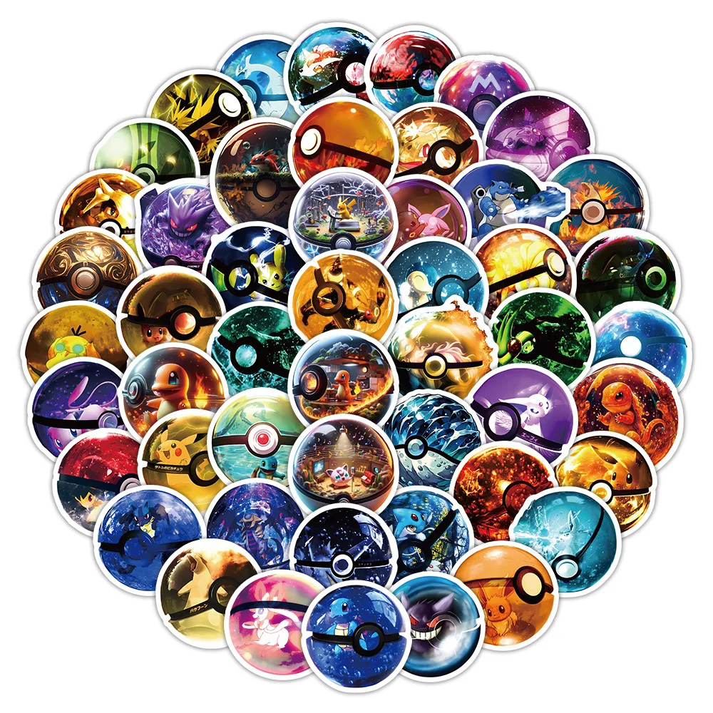 55/60 個ポケモンボール落書きステッカー装飾ラップトップ水カップコンピュータハンドバッグステッカー子供文具ステッカー
